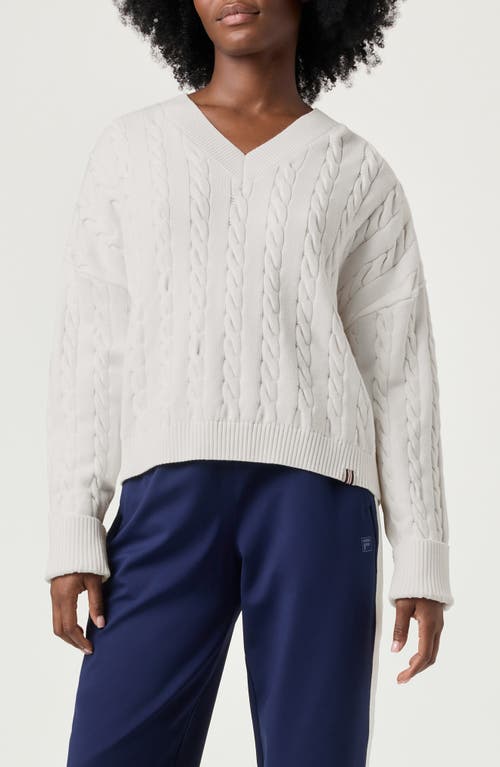 Shop Fila Baseline Cable V-neck Sweater In White