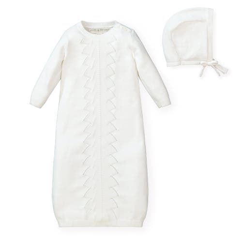 Hope & Henry Baby Sweater Gown And Bonnet Set In Soft White