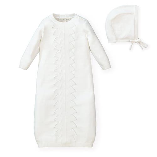 Shop Hope & Henry Baby Sweater Gown And Bonnet Set In Soft White