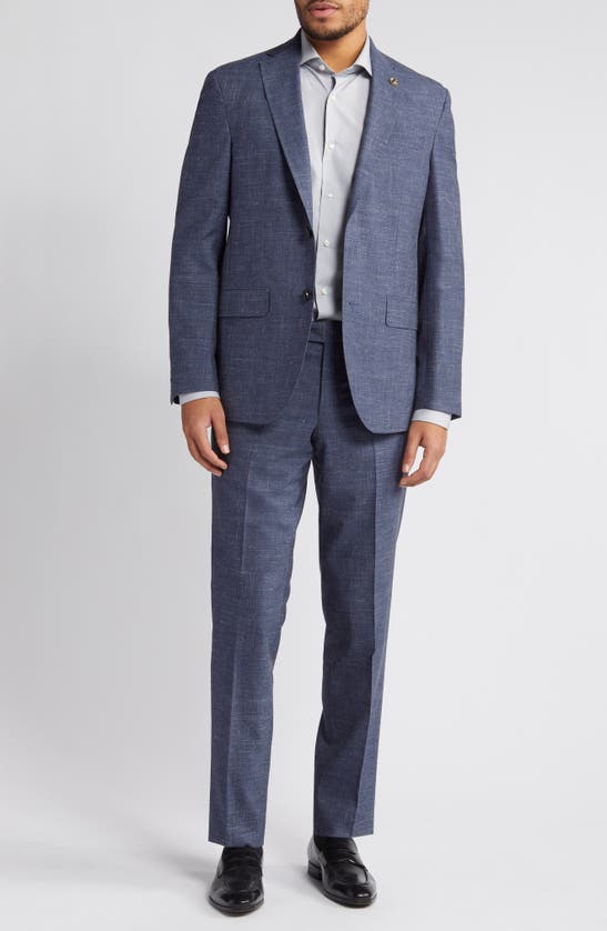 Ted Baker Karl Slim Fit Slub Wool & Silk Blend Suit In Mid Blue