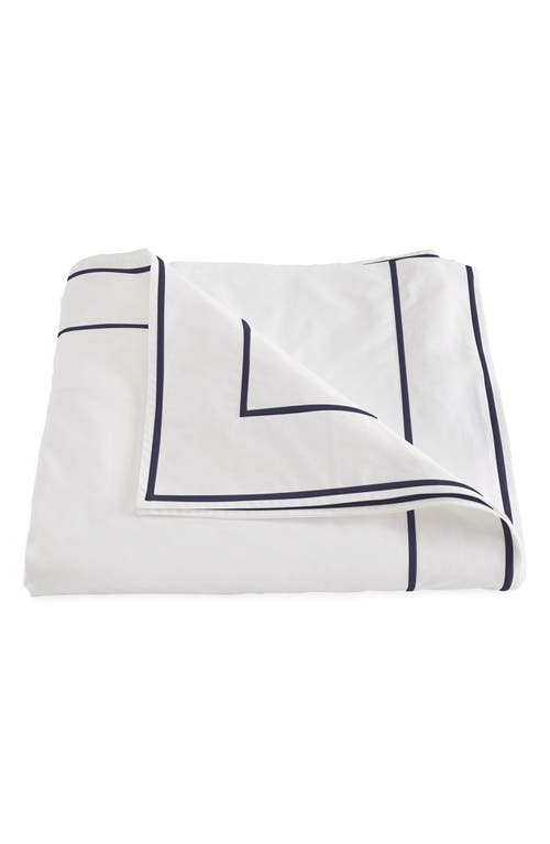 Matouk Ansonia Cotton Percale Duvet Cover In White/navy