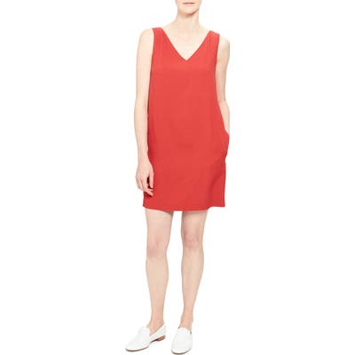 Theory Rosina V-Neck Shift Dress, Red
