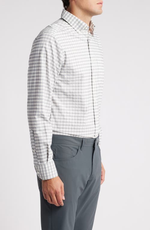 Shop Scott Barber Mélange Check Stretch Button-down Shirt In Grey Heather