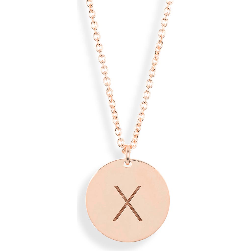 Meshmerise Initial Disc Pendant Necklace In Rose-x