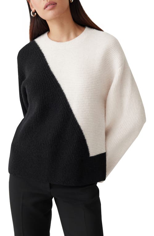 & Other Stories Two-Tone Wool Blend Sweater in Black/White