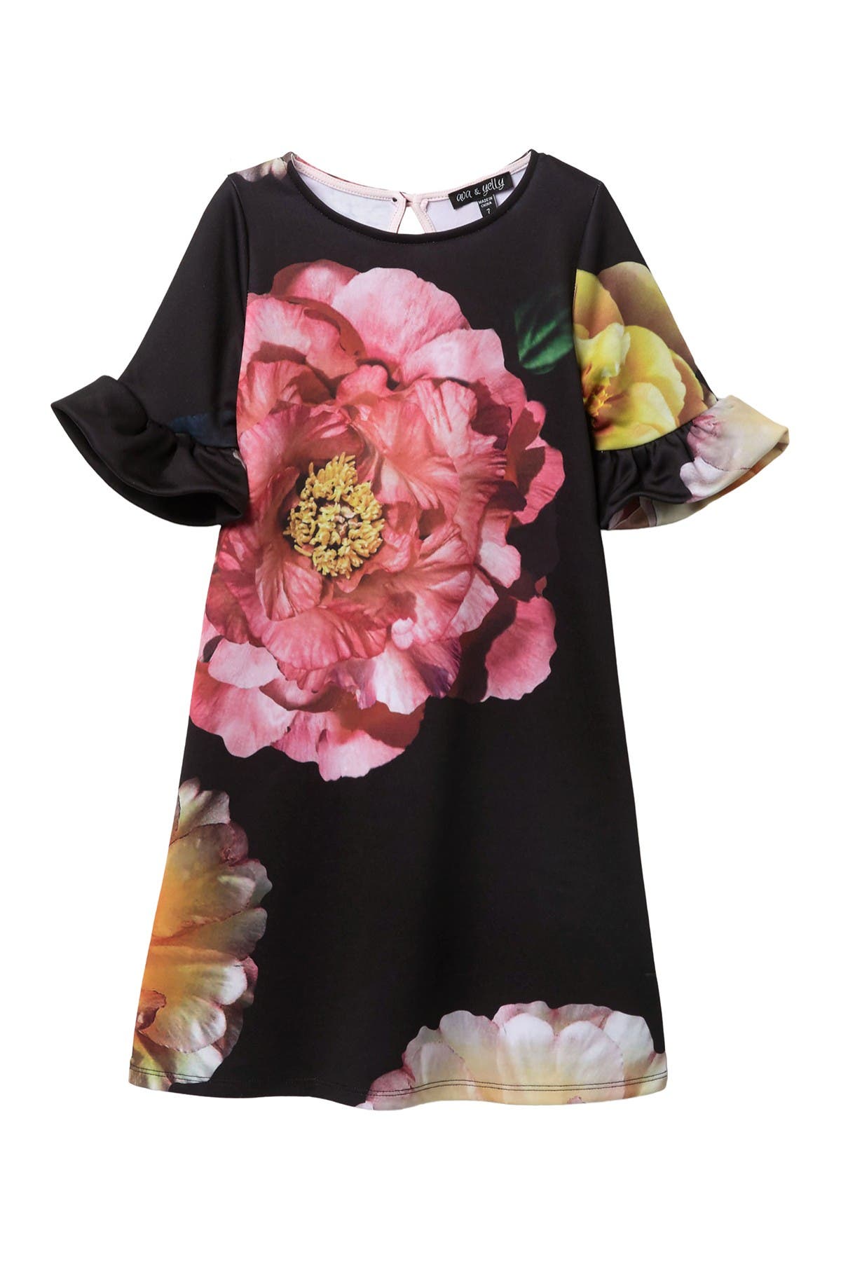 floral bell sleeve dress