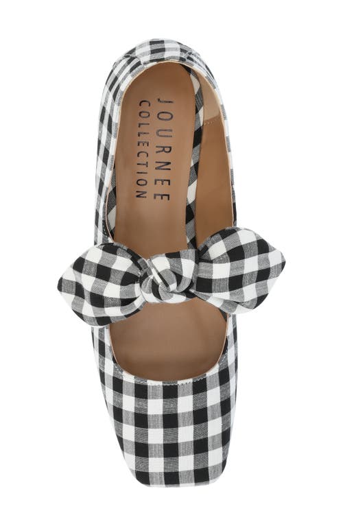 Journee Collection Women's Seralinn Bow Square Toe Flats In Plaid/black