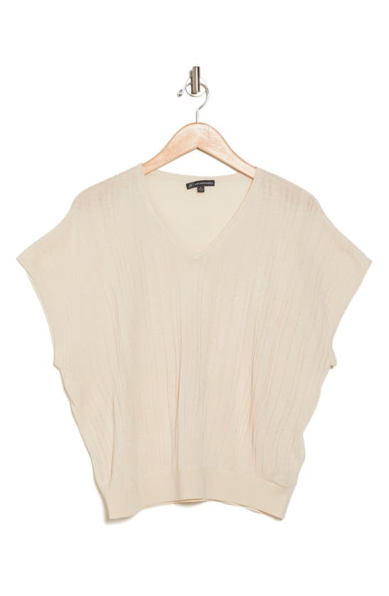 ADRIANNA PAPELL ADRIANNA PAPELL V-NECK VERTICAL RIB SWEATER