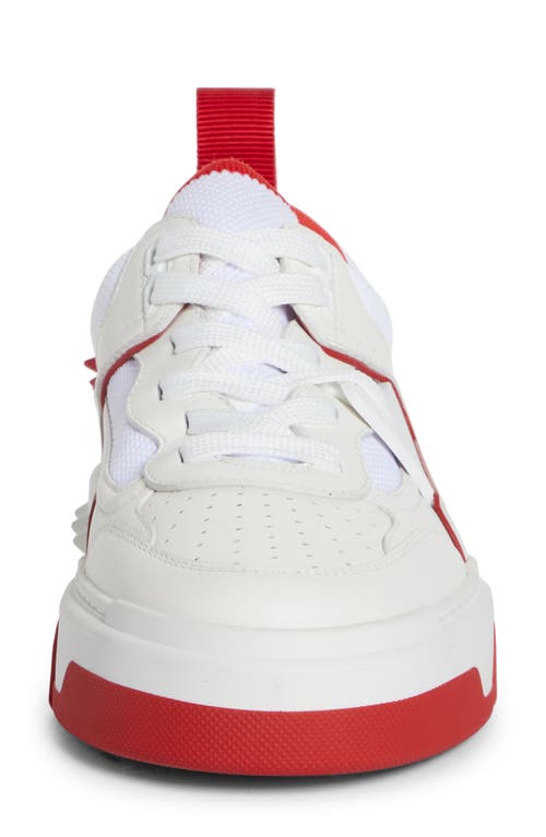 Shop Christian Louboutin Astroloubi Mixed Media Low Top Sneaker In J679 White/loubi