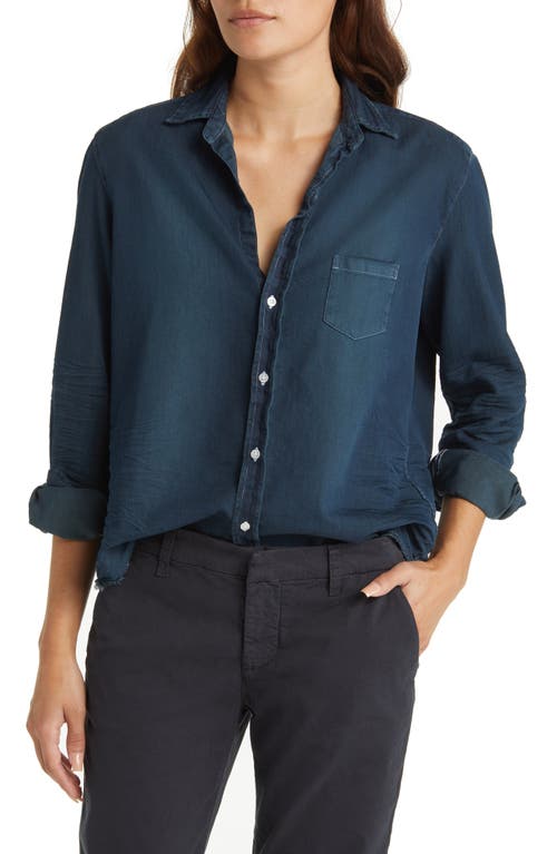Eileen Overdye Relaxed Button-Up Shirt in Overdyed Indigo Blue