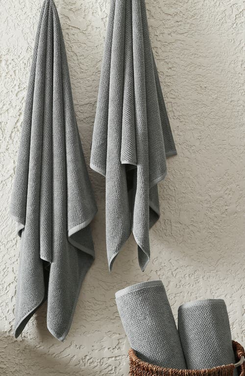 Woven & Weft Cotton 4-pack Textured Bath Towel Set In Dark Grey