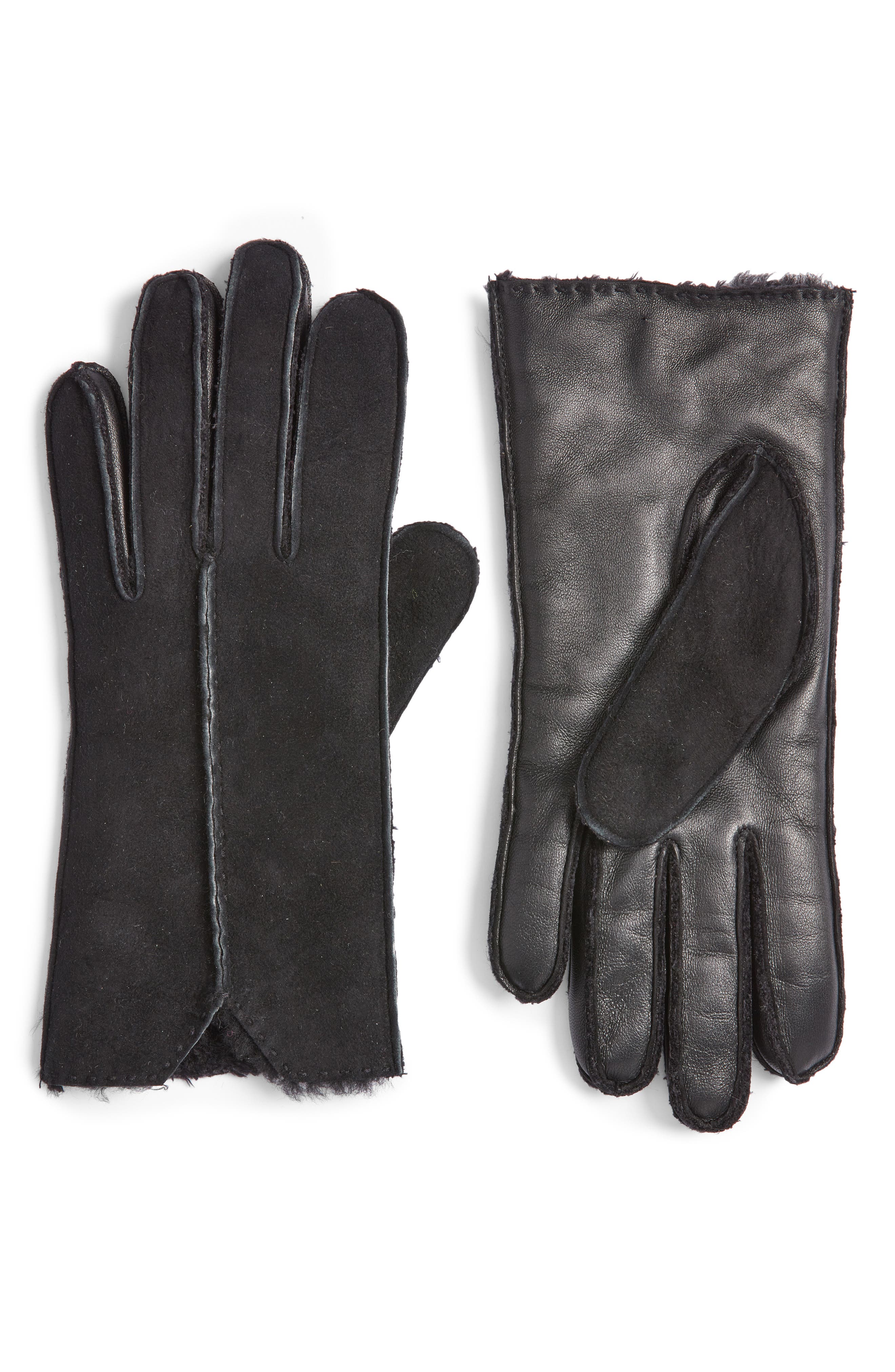 ugg mens black leather gloves