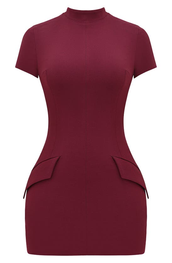 House Of Cb Alia Mock Neck Body-con Minidress In Mulberry