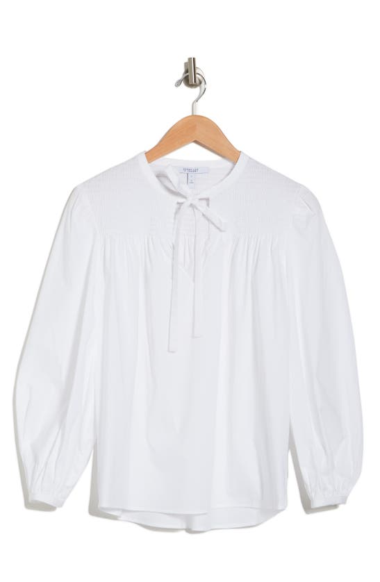 Derek Lam 10 Crosby Austin Smocked Top Blouse In Optic White