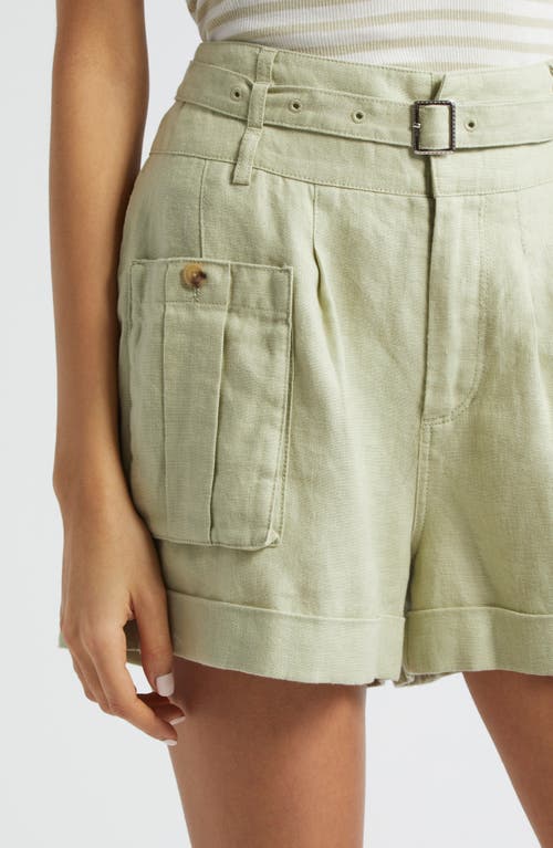 Shop Atm Anthony Thomas Melillo Heavyweight Linen Belted Shorts In Morning Mist