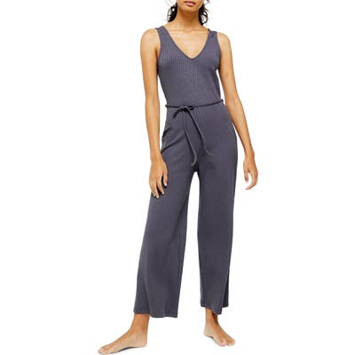 Topshop Rib Knit Jumpsuit, Grey