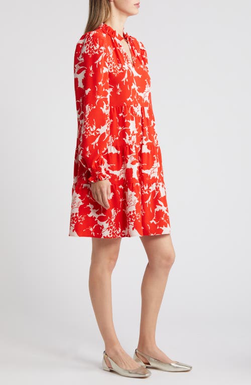 Shop Caslonr Caslon(r) Long Sleeve Tiered Dress In Pink- Red Zinnia Floral