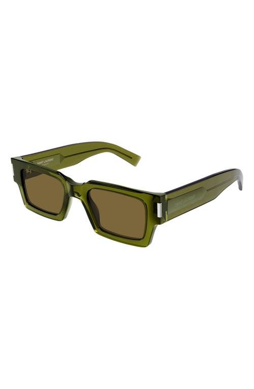 Saint Laurent 50mm Rectangular Sunglasses in Green at Nordstrom