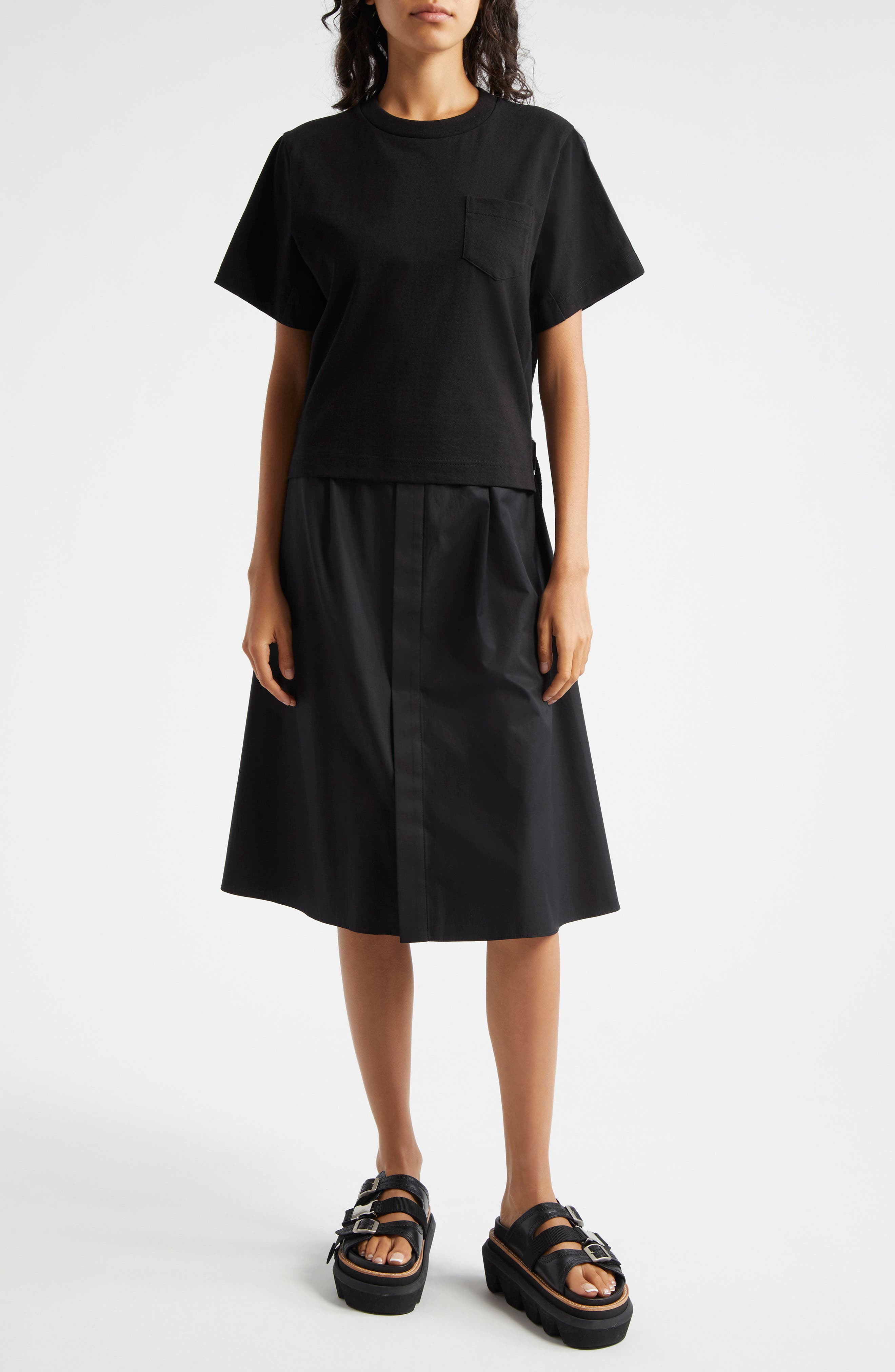 sacai belted wool-blend jumpsuit - Black