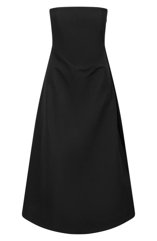 Staud Kennedy Strapless Cotton Blend Cocktail Dress In Black