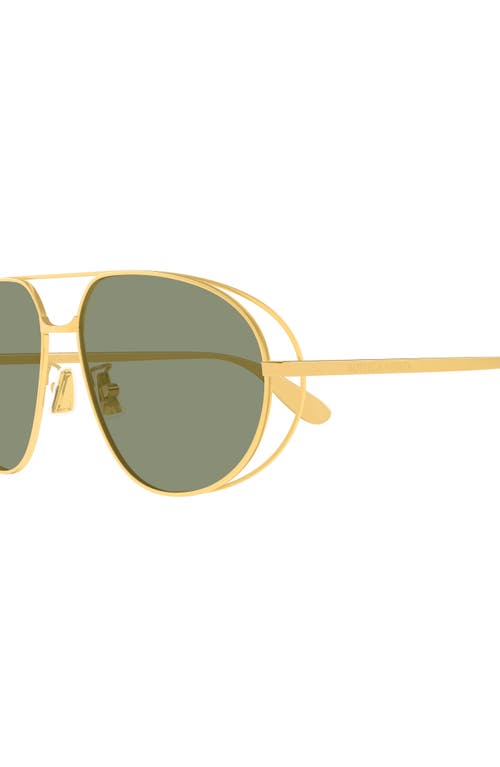 Shop Bottega Veneta 61mm Pilot Sunglasses<br /> In Gold