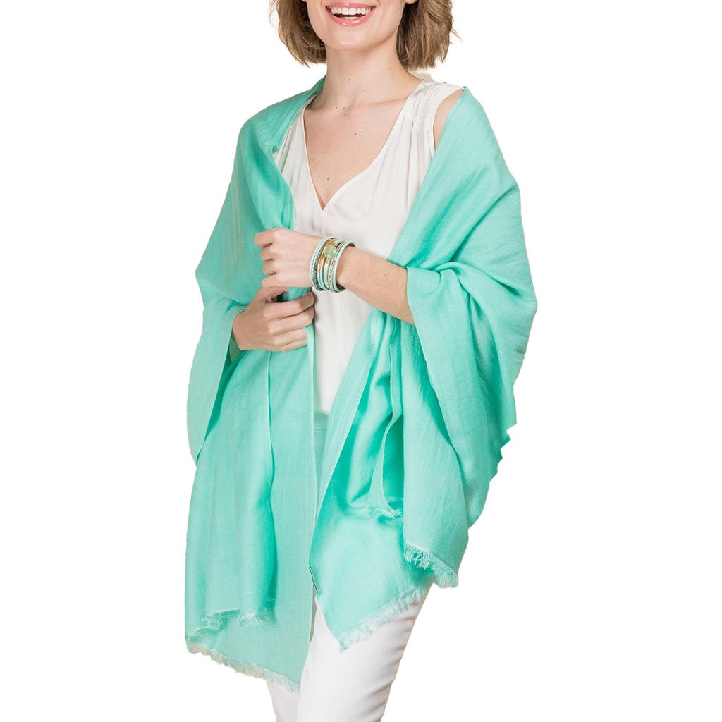 Saachi Cashmere Silk Eyelash Fringe Scarf In Mint