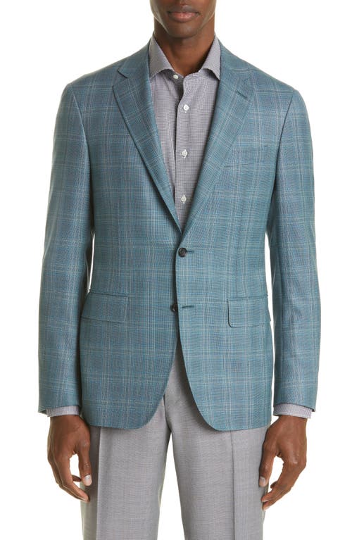 Canali Kei Plaid Wool Sport Coat in Blue/Green