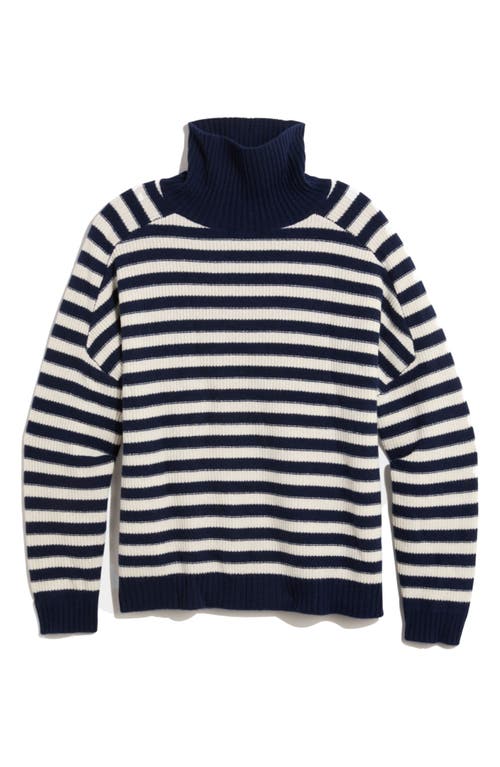 Shop Vineyard Vines Stripe Rib Tall Mock Neck Cashmere Sweater In Nautical Navy