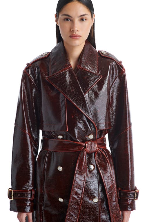 Shop Twp Foreign Affair Leather Trench Coat In Burgundy