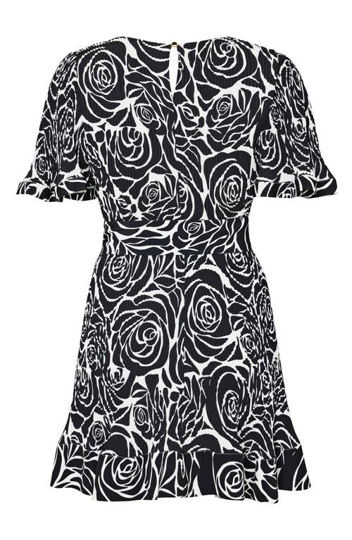 Shop Milly Lumi Floral Plissé Minidress In Black Rose