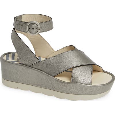 Fly London Bite Wedge Sandal - Metallic
