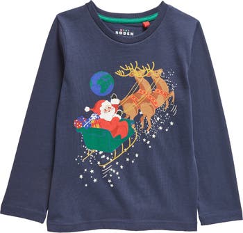 Cotton Kids - Holiday Santa & His Sleigh Embroidered Corduroy