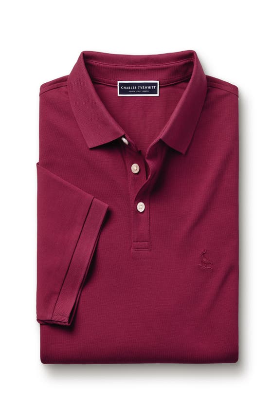 Shop Charles Tyrwhitt Solid Short Sleeve Cotton Tyrwhitt Pique Polo In Bright Pink