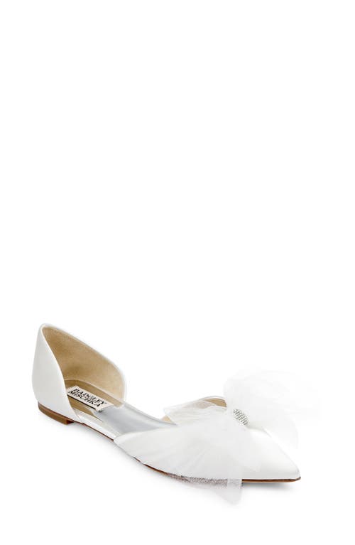 Badgley Mischka Collection Fergie Pointed Toe d'Orsay Flat in Soft White