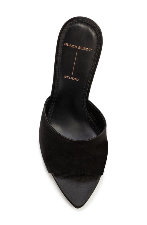 Black Suede Studio X Revolve Nadya Mule Sandal In Black Satin