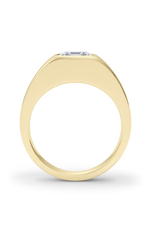 Hautecarat Asscher Cut Lab Created Diamond Signet Ring In 2.00 Ctw 18k Yellow Gold