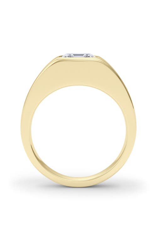 Shop Hautecarat Asscher Cut Lab Created Diamond Signet Ring In 3.00 Ctw 18k Yellow Gold