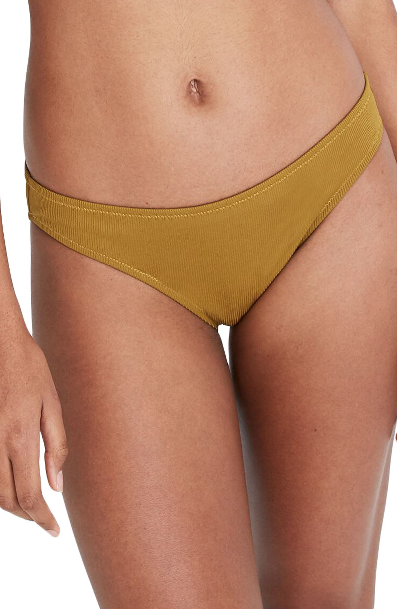 Madewell Second Wave Rib Classic Bikini Bottoms, Green