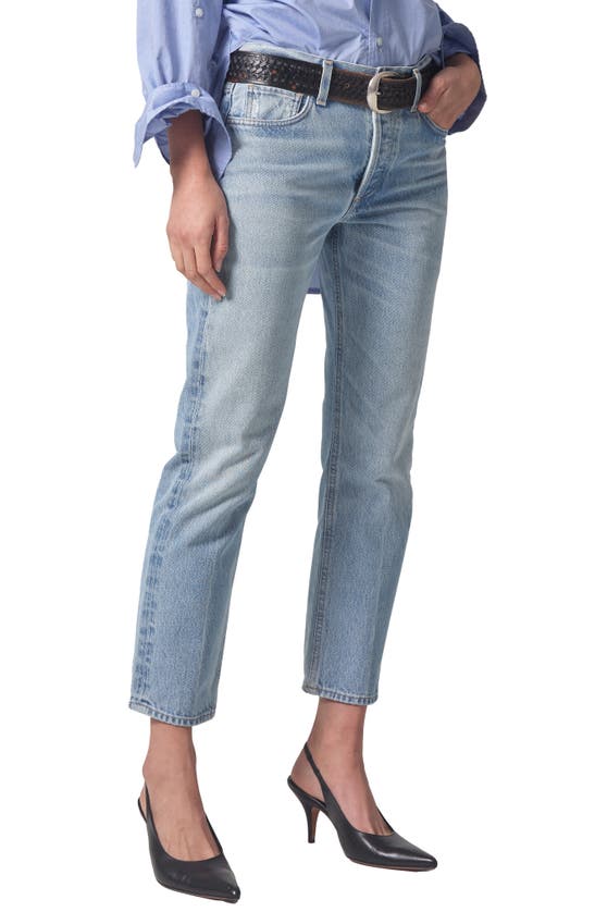 Shop Citizens Of Humanity Isla High Waist Organic Cotton Ankle Straight Leg Jeans In Spector