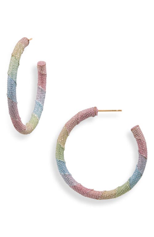 Ozari Glitter Wrapped Hoop Earrings in Pink Multi