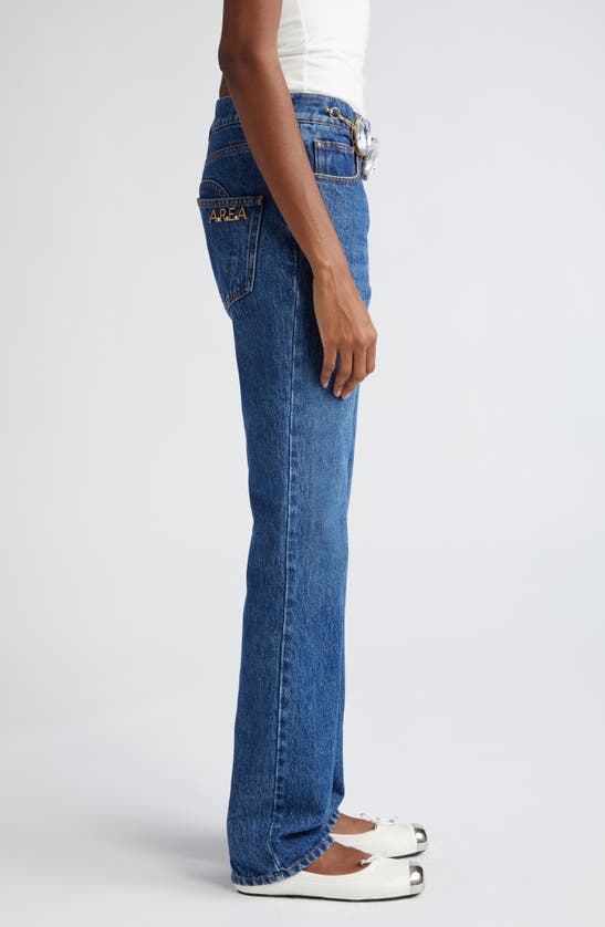 Shop Area Jumbo Crystal Chain Embellished Straight Leg Jeans In Medium Wash