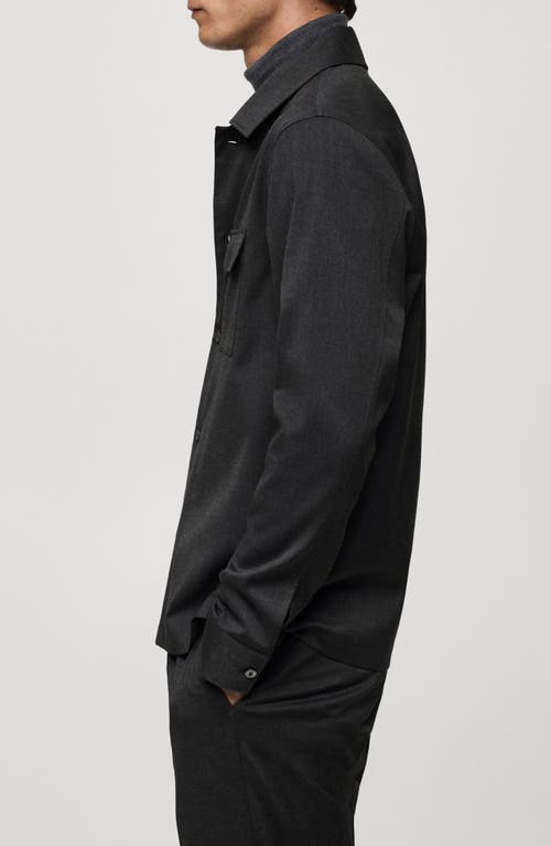 Mango Pocket Slim Fit Overshirt In Dark Heather Grey