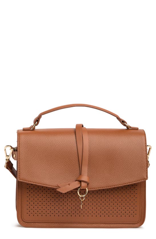 Steve Madden Wila Perforated Top Handle Satchel In Cognac ModeSens