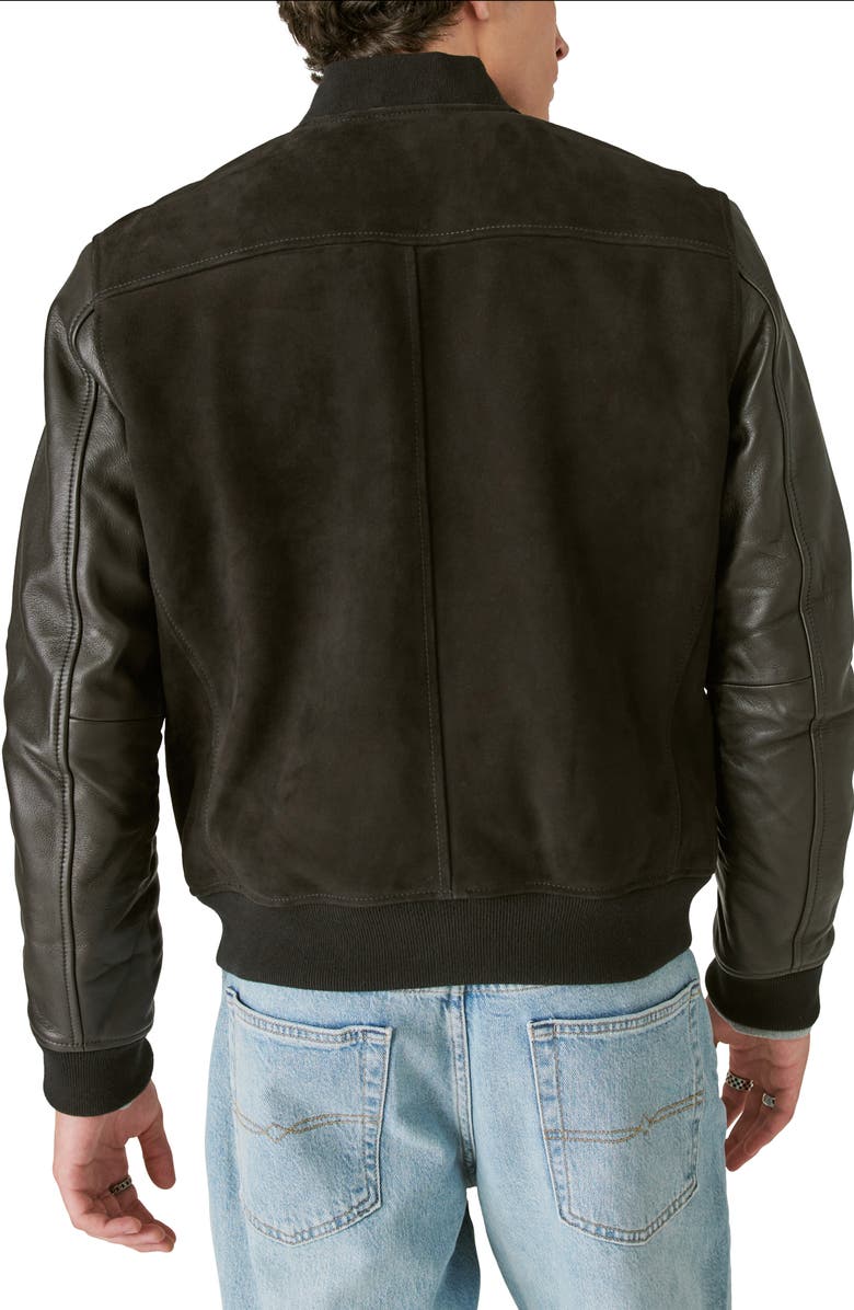 Lucky Brand Mixed Media Leather Bomber Jacket | Nordstrom