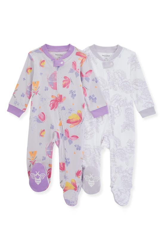 Burt's Bees Baby Babies' Assorted 2-pack Vibrant Butterflies Fitted One-piece Pajamas In Soft Lavender