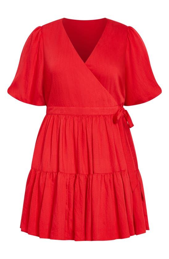 Shop City Chic Nikola Tiered Wrap Dress In Tango Red