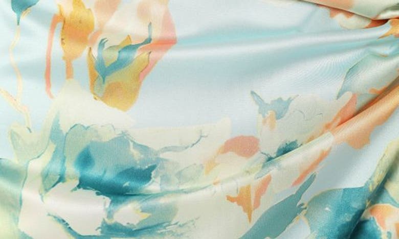 Petal And Pup Leighton Floral Print Asymmetric Cutout Dress In Light Blue
