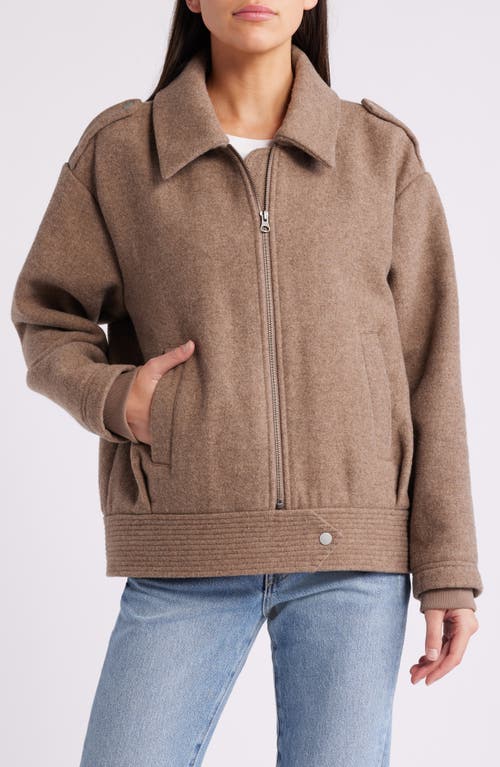 Shop Treasure & Bond Zip Front Bomber Jacket In Brown Bear