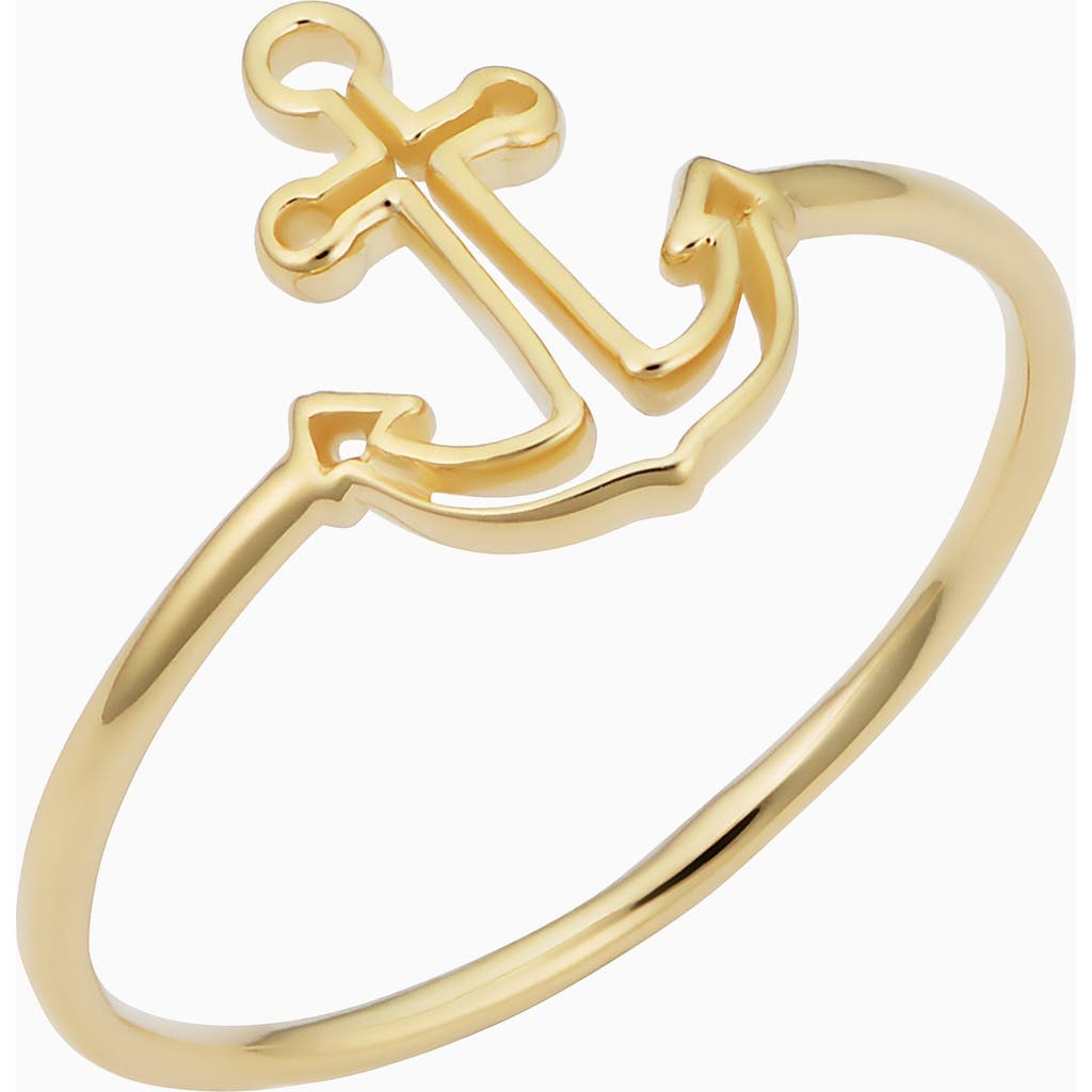 Oradina Women's 14k Yellow Solid Gold My Anchor Ring In Yellow Gold