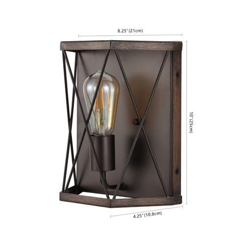 Jonathan Y Liam 1-light Rustic Farmhouse Iron Led Sconce In Dark Brown/oil Rubbed Bronze